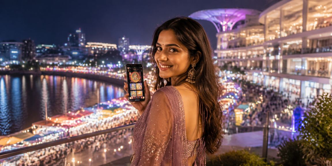 Night market scene in Delhi with energetic nightlife